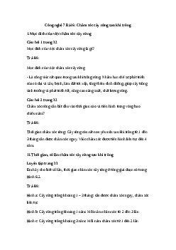 Giải Công nghệ 7 Bài 6: Chăm sóc cây rừng sau khi trồng | Cánh diều