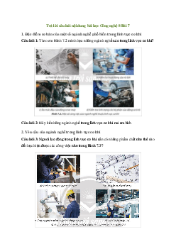 Công nghệ 8 Bài 7: Ngành nghề phổ biến trong lĩnh vực cơ khí - Chân trời sáng tạo