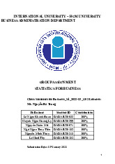 Bài tập tiểu luận nhóm học phần Statistics for Business | Trường Đại học Quốc tế, Đại học Quốc gia Thành phố Hồ Chí Minh