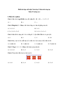 Đề kiểm tra cuối tuần Toán lớp 2| Chân trời sáng tạo - Tuần 19 (nâng cao)