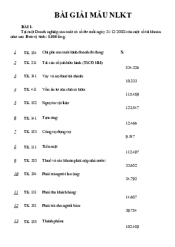 Bài giải mẫu học phần Nguyên lý kế toán
