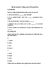 Đề thi học kỳ 1 môn Tiếng Anh lớp 9 năm học 2024 - 2025 | Bộ sách Friends Plus