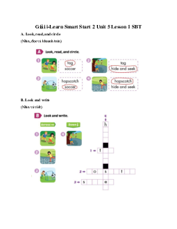 Giải  SBT i-Learn Smart Start 2 Unit 5 Lesson 1