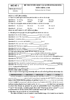 TOP 20 đề ôn thi Tiếng Anh vào 10 (có lời giải)