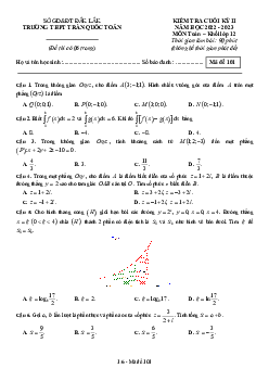 Đề cuối kỳ 2 Toán 12 năm 2022 – 2023 trường THPT Trần Quốc Toản – Đắk Lắk