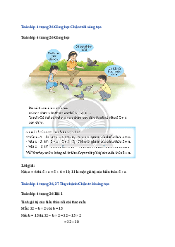 Toán lớp 4 trang 26, 27 Bài 10: Biểu thức có chứa chữ Chân trời sáng tạo