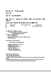 Quản Lý Kho Nội Thất: Phân Tích Dữ Liệu Nghiệp Vụ | Phân tích thiết kế hệ thống | Trường Đại học Thủ Dầu Một