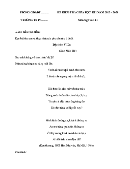 Đề thi giữa học kì 1 môn Ngữ văn 11 năm 2023 - 2024 sách Cánh diều | đề 2