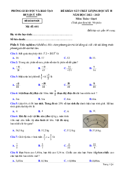 Đề học kỳ 2 Toán 6 năm 2022 – 2023 phòng GD&ĐT Ý Yên – Nam Định