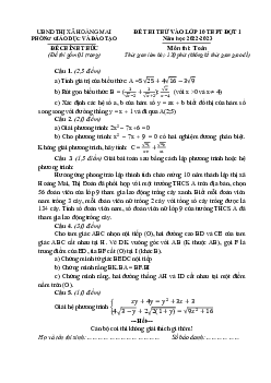 Đề thi thử Toán vào 10 đợt 1 năm 2023 phòng GD&ĐT Hoàng Mai – Nghệ An