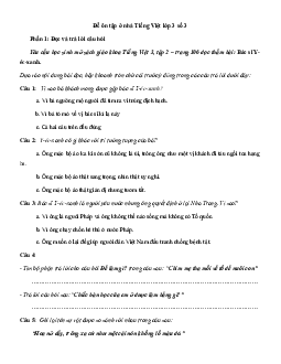 Đề ôn tập ở nhà Tiếng Việt lớp 3 số 3