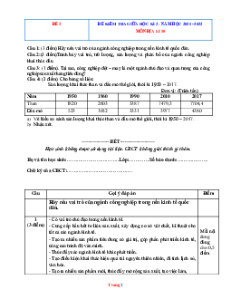 Đề thi giữa học kỳ 2 địa 10 - đề 2 (có đáp án)