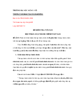 Đề tự luận môn Luật hành chính Việt Nam EL09 | Đại học Mở Hà Nội