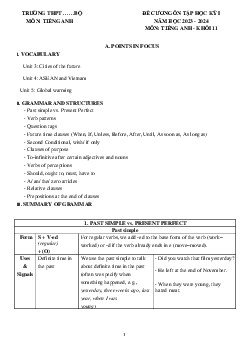 Đề cương ôn tập học kì 1 môn Tiếng Anh 11 sách Global Success