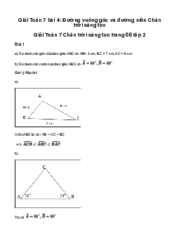 Giải Toán 7 Bài 4: Đường vuông góc và đường xiên | Chân trời sáng tạo
