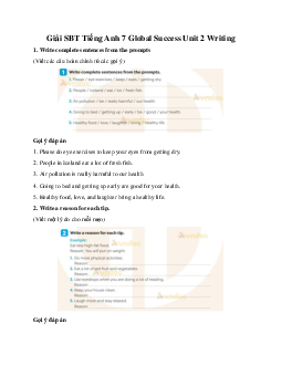 Giải SBT Tiếng Anh 7 Global Success Unit 2 Writing