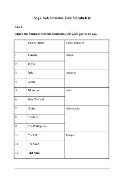 Giải Tiếng Anh 6 Starter Unit: Vocabulary 4 - Friends Plus