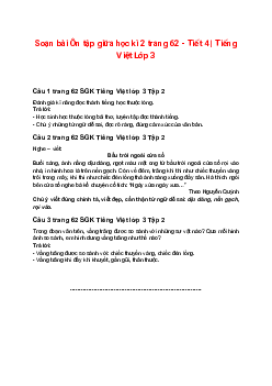 Soạn bài Ôn tập giữa học kì 2 trang 62 - Tiết 4 | Tiếng Việt Lớp 3 Tập 2 Cánh diều