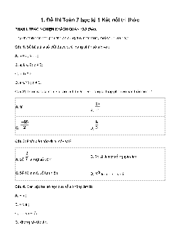 Đề thi học kì 1 môn Toán 7 | Đề 3 | Kết nối tri thức