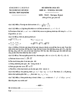 Đề thi học kì 1 Toán 10 năm 2019 – 2020 trường THPT Hiệp Bình – TP HCM