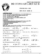 Đề cương giữa học kỳ 2 Toán 12 năm 2024 – 2025 trường THPT Xuân Đỉnh – Hà Nội