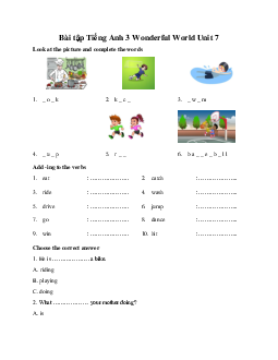 Bài tập Tiếng Anh 3 Wonderful World Unit 7 My Favourite Sport