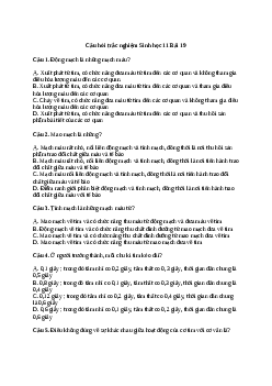 Trắc nghiệm Sinh học 11 Bài 19| Kết nối tri thức