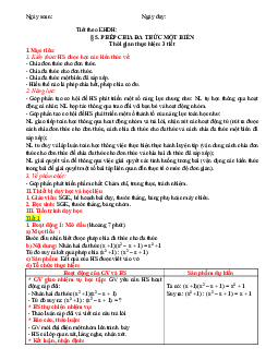 Giáo án Toán 7 C6 - Bài 5: Phép chia đa thức một biến | Cánh diều