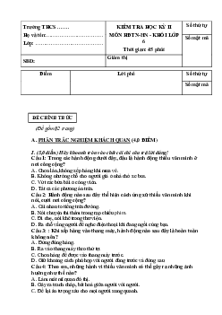 Đề thi học kì 2 môn Hoạt động trải nghiệm hướng nghiệp 6 năm 2022 - 2023 sách Chân trời sáng tạo | Đề 3