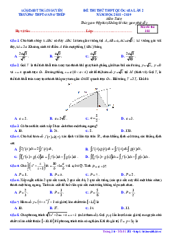 Đề thi thử Toán THPT Quốc gia 2019 lần 2 trường THPT Gang Thép – Thái Nguyên