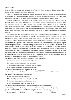 PASSAGE 14_Theme 1. Environment and Nature (Môi trường và thế giới tự nhiên)