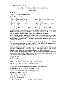 Đề cương học kì 2 Toán 7 năm 2023 – 2024 trường THCS Chu Văn An – Hà Nội