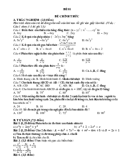 Tuyển tập 60 đề thi học kì 1 môn Toán lớp 8