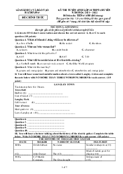 Đề Tuyển Sinh Lớp 10 THPT Chuyên Năm Học 2021 – 2022 Đề Thi Môn Tiếng Anh - Sở GD&ĐT Hải Dương