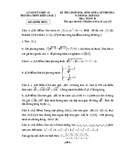 Đề thi HSG Toán 10 năm 2020 – 2021 trường THPT Diễn Châu 2 – Nghệ An