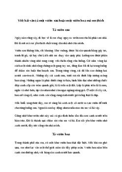 Viết bài văn tả một vườn rau hoặc một vườn hoa mà em thích Tiếng việt 4 Chân trời sáng tạo