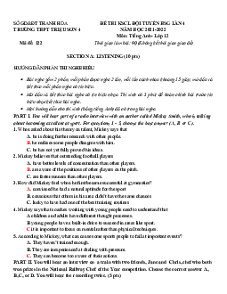Đề thi KSCL đội tuyển HSG lần 4 trường THPT Triệu Sơn 4, sở GD&ĐT Thanh Hóa năm học 2021-2022 môn Tiếng Anh- Lớp 12 (có đáp án)