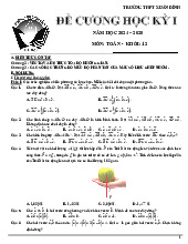 Đề cương cuối học kỳ 1 Toán 12 năm 2024 – 2025 trường THPT Xuân Đỉnh – Hà Nội