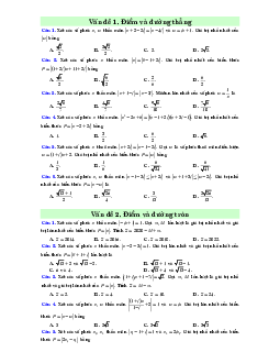 Bài tập trắc nghiệm cực trị hình học trong số phức Toán 12