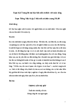 Soạn bài Đọc: Trong lời mẹ hát | kết nối tri thức