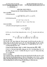 Đề tuyển sinh lớp 10 môn Toán (vòng 1) năm 2025 trường chuyên KHTN – Hà Nội