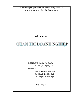 Bài giảng Quản trị doanh nghiệp | Đại học Kỹ thuật - Công nghệ  Cần Thơ