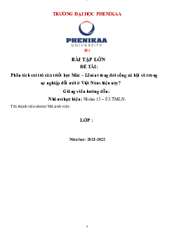 Vai trò của triết học Mác – Lênin trong đời sống xã hội và trong sự nghiệp đổi mới ở Việt Nam hiện nay