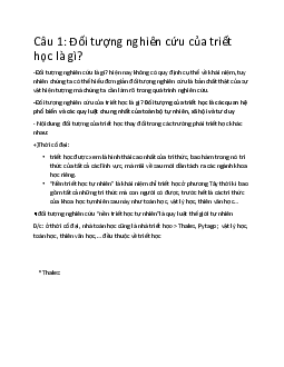 Đối tượng nghiên cứu của triết học là gì ?