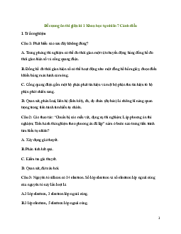 Đề cương ôn tập giữa học kì 1 môn Khoa học tự nhiên 7 sách Cánh diều