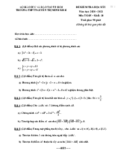 Đề thi HK1 Toán 10 năm 2020 – 2021 trường THPT Nguyễn Thị Minh Khai – TP HCM