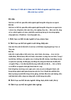 Sinh học 11 Kết nối tri thức bài 29: Một số ngành nghề liên quan đến sinh học cơ thể