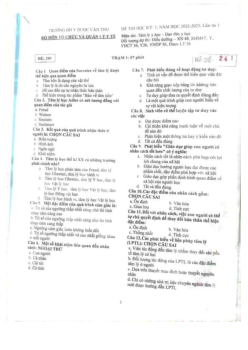 Mẫu đề thi học kỳ môn Tâm lý - đạo đức y học