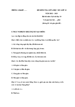 Giải Đề thi giữa học kì 2 lớp 10 năm 2022 - 2023 sách Kết nối tri thức với cuộc sống | Lịch Sử 10 đề 2