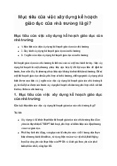 Mục tiêu của việc xây dựng kế hoạch giáo dục của nhà trường là gì?